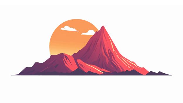 Stunning Mountain Landscape with Vibrant Sunset and Clear Sky Illustration png