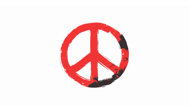 Bold Red Peace Symbol with Grunge Texture for Anti-War Campaigns and Social Justice Art png