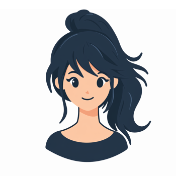 Young Woman Character with Dark Hair and Playful Smile for Use in Digital Design Projects png