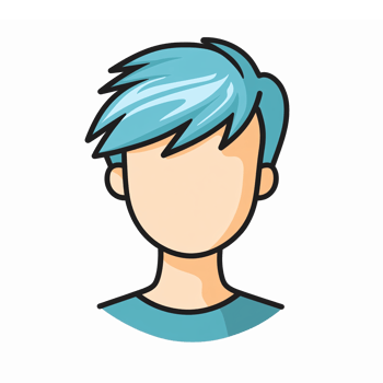 Stylish Young Male Character with Blue Hair and Simple Shirt Design for Avatar Use png