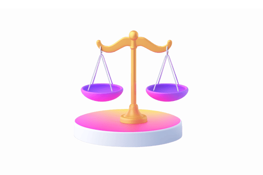 Colorful 3D Scales of Justice Symbolizing Fairness and Equality png