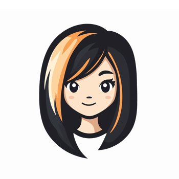 Cute Cartoon Girl Character with Long Black and Orange Hair for Fun and Creative Projects png