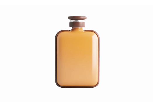 Vintage Glass Bottle with a Rounded Shape in Warm Yellow Color for Beverage and Decoration png