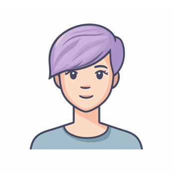 Young Person with Purple Hair Smiling in Casual Outfit Illustration for Digital Content png