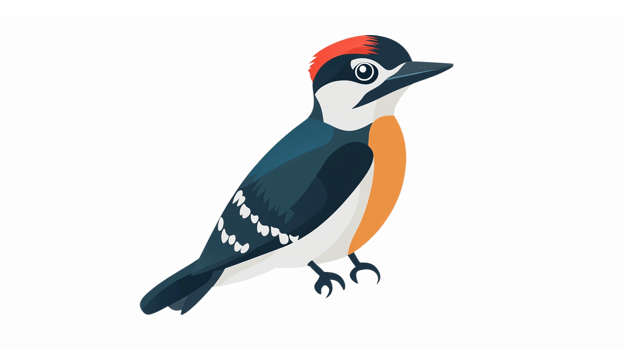 Colorful Woodpecker Bird Illustration with Detailed Features for Nature and Wildlife Projects png