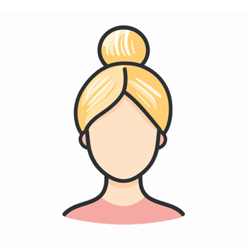 Female Character Illustration with Blonde Hair in a Bun Simple Design on Transparent Background png