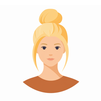 Blonde Woman with Bun Illustrated Portrait in Minimalist Style for Modern Design Projects png