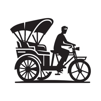 Professional Rickshaw Silhouette Design vector