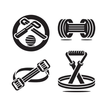 Resistance Band Silhouette for Workout Illustrations vector