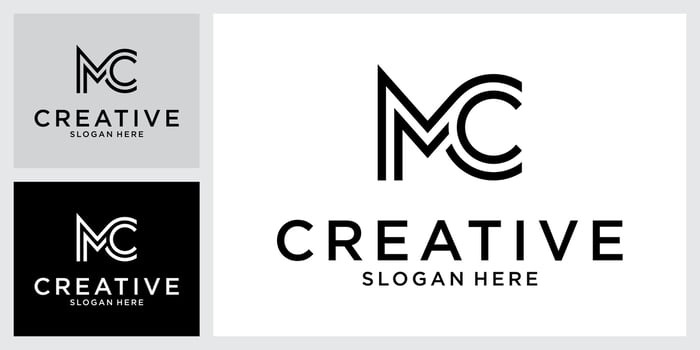 MC or CM initial letter logo design concept vector