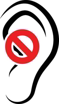 Deaf Ear with Restriction Icon Symbol vector