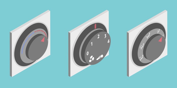 3D Isometric Flat Conceptual Illustration of Climate Control Handle, Air Conditioning System Control vector