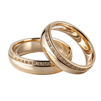 Beautiful golden wedding rings isolated png