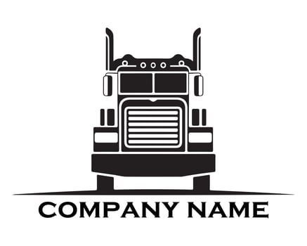 Simple black silhouette of a large truck logo. vector