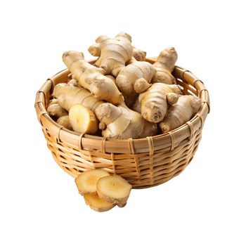Ginger Roots in a Woven Basket png