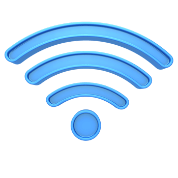 front view of blue wifi icon 3d render png