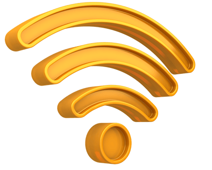 leftt view of yellow wifi icon 3d render png