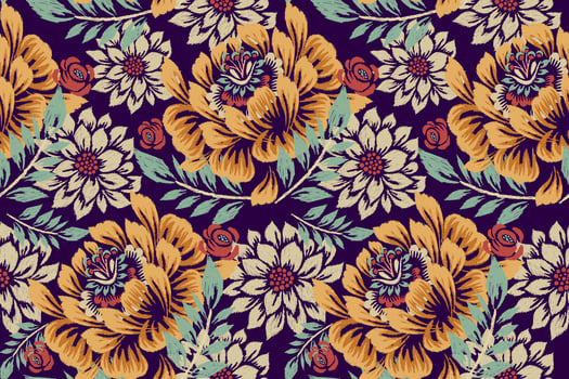 Flower Ikat seamless pattern background,Ikat oriental seamless pattern. vector