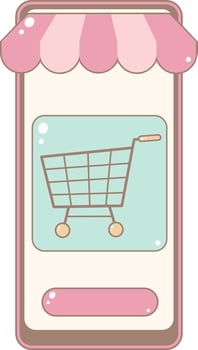 Shopping Cart of Online Shop Screen. Cute and Simple Style. vector