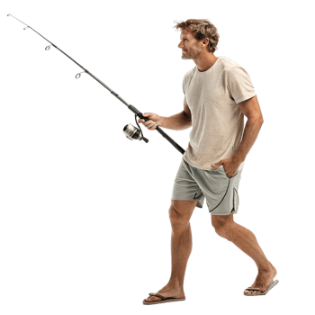 Man fishing on a beach coastal location outdoor activity relaxing environment side view leisure concept png