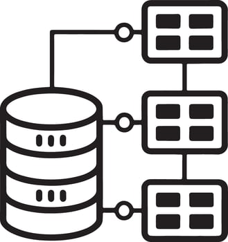 Database icon. Powerful data center icon in flat filled and outline stroke line art. vector