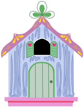 A cartoon house with a door and a green door png
