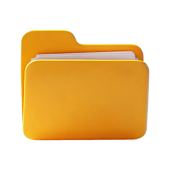 Bright Yellow Folder with Documents on White Background png