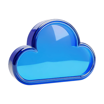 Glossy Blue Cloud Icon with Smooth Curves 3D Render png