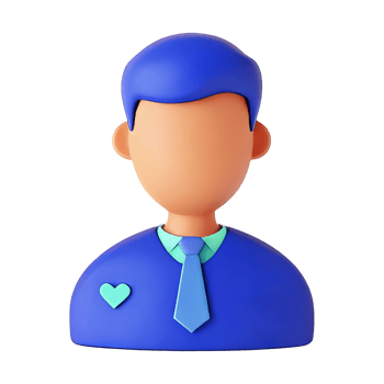 Abstract 3D Character with Blue Hair and Tie png