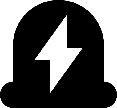 Black alarm siren emergency fighing light with bolt icon png
