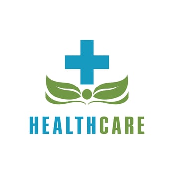 Healthcare Logo with Cross and Leaf Icon vector
