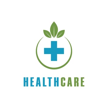 healthcare medical logo design concept idea with leaf vector