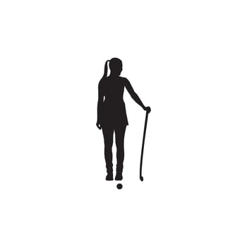 Girl Holding a Hockey Stick Silhouette Design vector