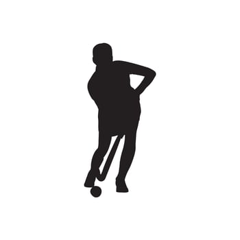 Hockey Stick and Ball Female Athlete Silhouette vector