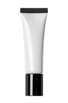 White tube of makeup with black cap isolated on transparent background png