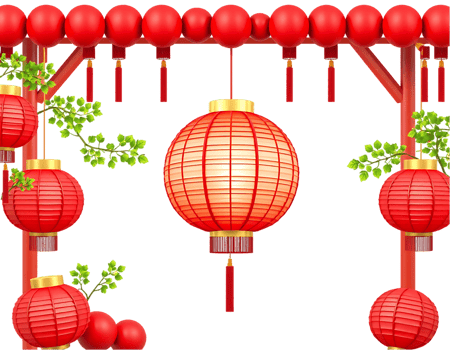 Chinese New Year Decoration with Red Lanterns png