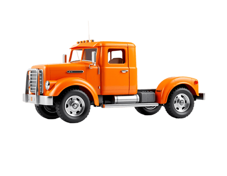 Orange Vintage Semi-Truck Isolated on a Transparent Background png