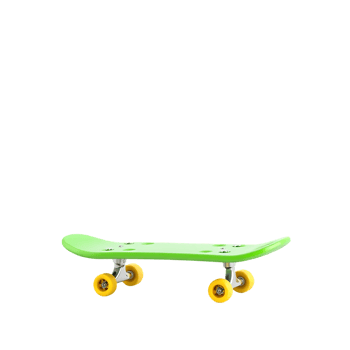 Green skateboard with yellow wheels png