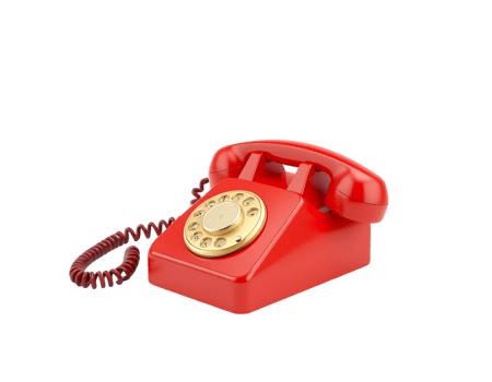 Red vintage telephone with rotary dial and cord png