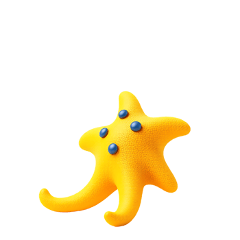 Yellow starfish with blue dots png