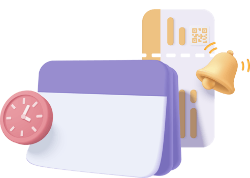 3d calendar marked date and time for reminder day. Calendar with 3d alarm clock for schedule png