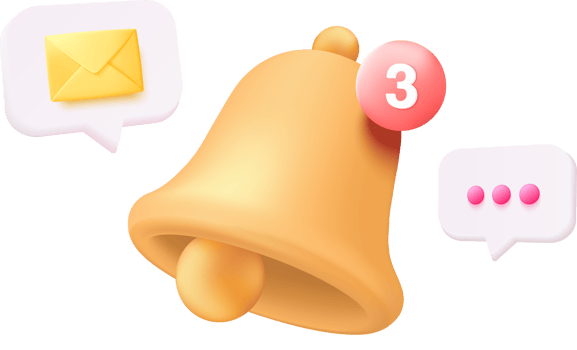 3D minimal notification icon with bubble speech for reminder. new alert for social media png