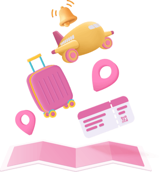 3D flight plane travel world tour. Tourism airplane trip planning world tour on summer png