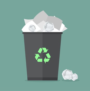 illustration of paper waste in trash box vector