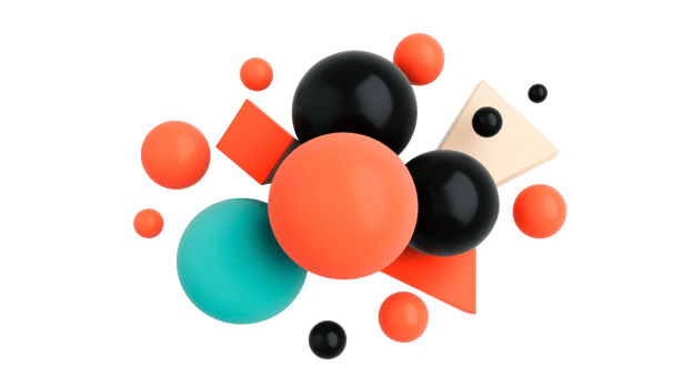 3D colorful geometric shapes abstract composition, cut out transparent png
