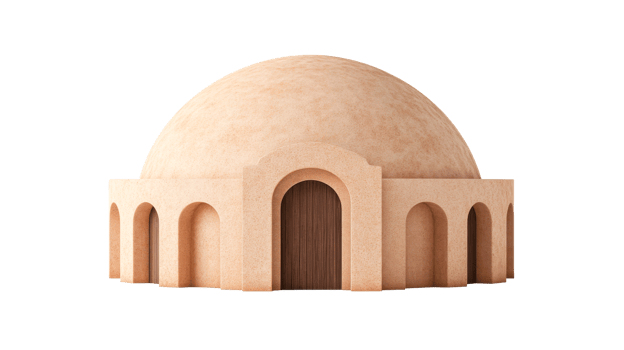 Sandstone dome with arches, cutout transparent png