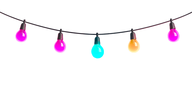 Colorful String Lights on Black, Hanging, Decoration, cut out transparent png