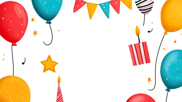 Festive Birthday Balloons and Candles, Party Celebration, cut out transparent png