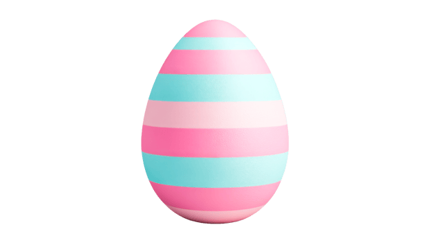 Easter egg with pastel stripes, holiday decoration, spring pattern, cut out transparent png