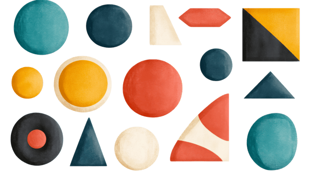 Geometric shapes, colorful collage, mid century modern, art, cut out transparent png